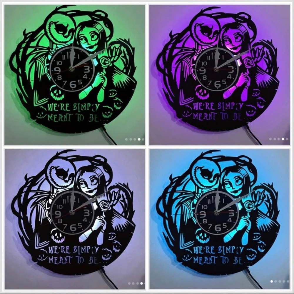 New Nightmare Before Christmas Real Vinyl Record 17 Mode Light Up USB Wall Clock